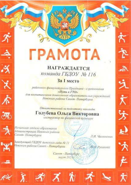 !1 место Путь к ГТО