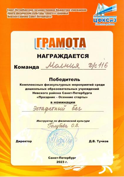 Победитель Праздник-осенние старты